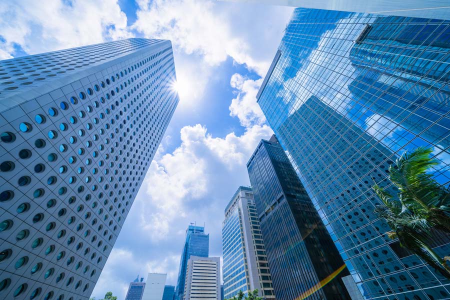 Real Estate - Large buildings, looking up at skyline